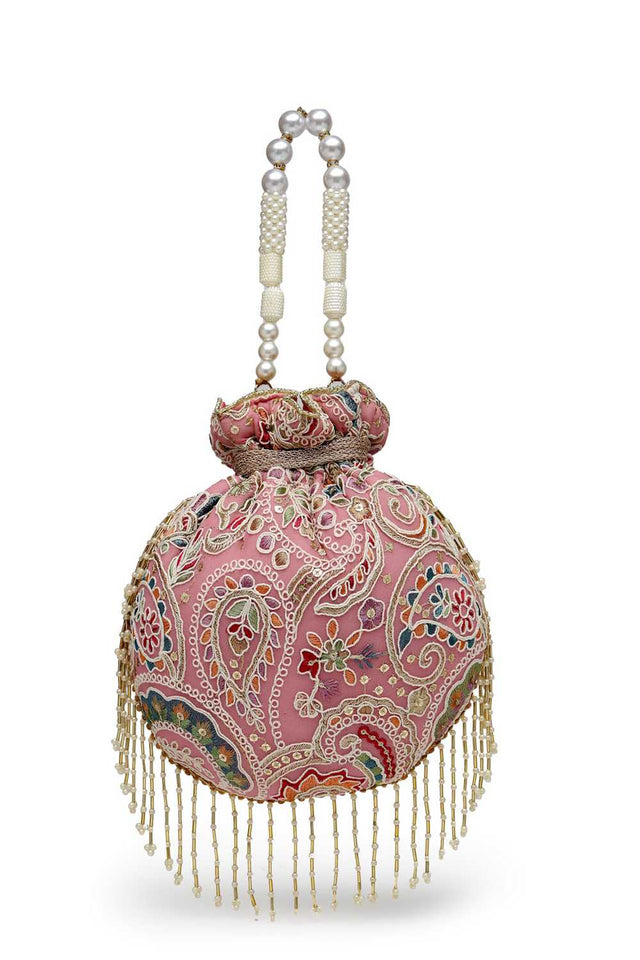 Lavender Embroidered Georgette  Potli