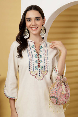 Lavender Embroidered Georgette  Potli