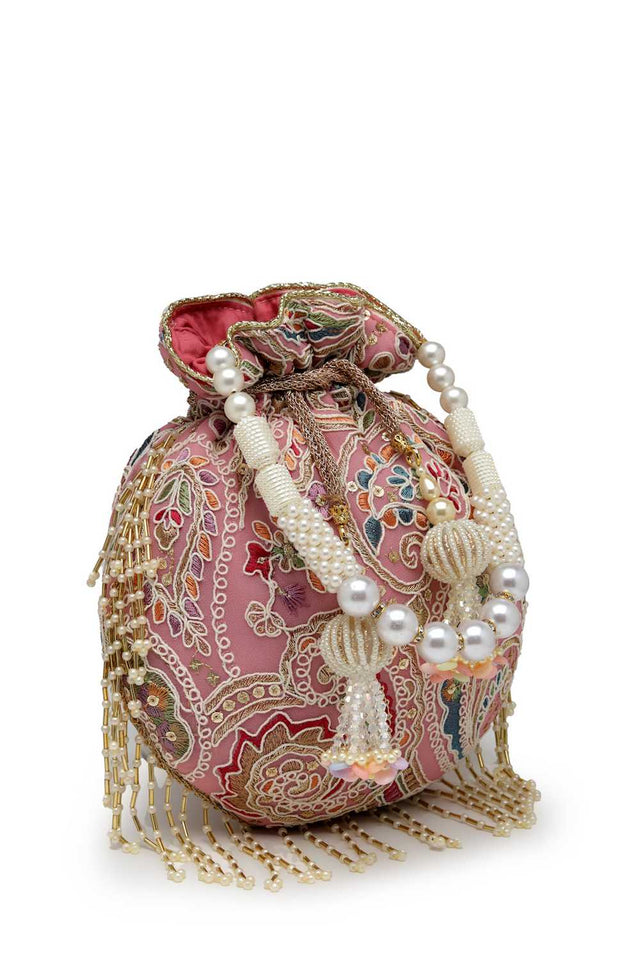 Lavender Embroidered Georgette  Potli