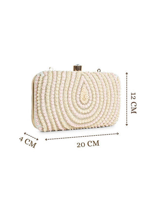 Multi Color Beads Embossed Velvet Clutch