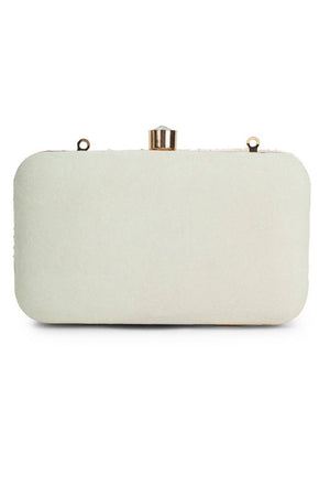 Multi Color Beads Embossed Velvet Clutch