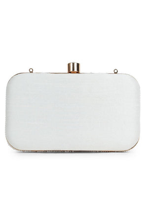 Silver Beads Embossed Velvet Clutch