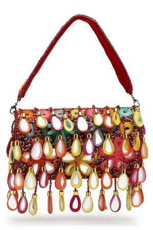 Maroon Embellished Velvet Clutch