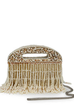White Embellished Velvet Clutch (ADCL2342A)