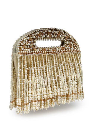White Embellished Velvet Clutch (ADCL2342A)