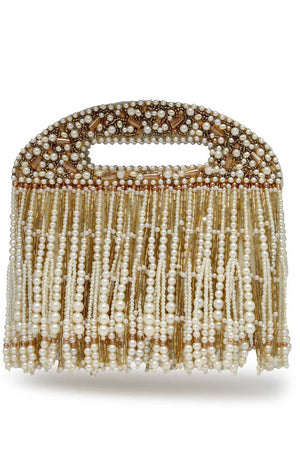 White Embellished Velvet Clutch (ADCL2342A)