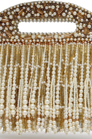 White Embellished Velvet Clutch (ADCL2342A)