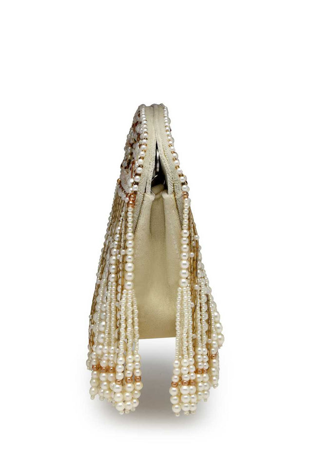 White Embellished Velvet Clutch (ADCL2342A)