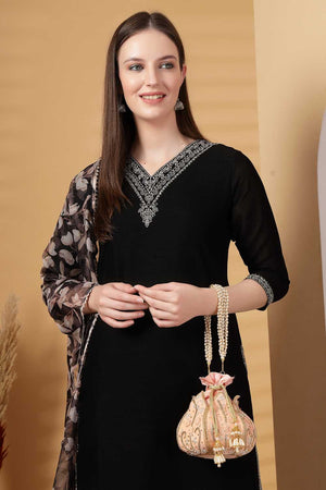 Peach Embellished Velvet Potli