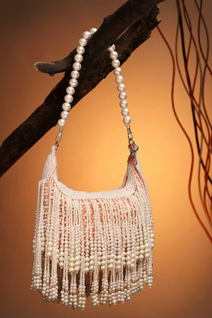 Orange Embellished Velvet Clutch