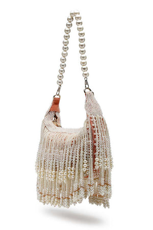 Orange Embellished Velvet Clutch