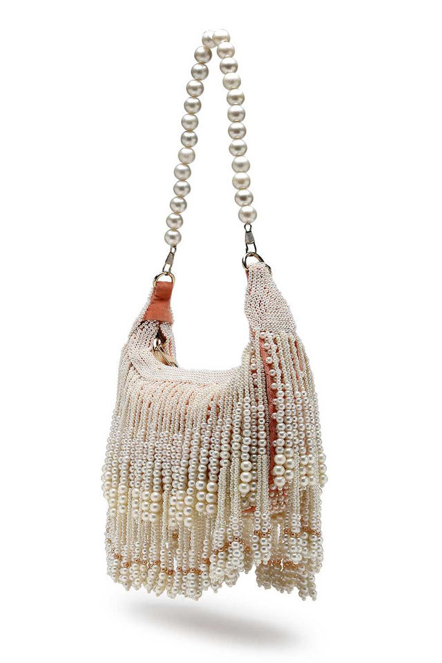 Orange Embellished Velvet Clutch