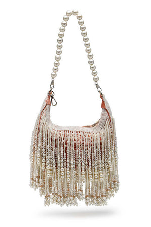 Orange Embellished Velvet Clutch