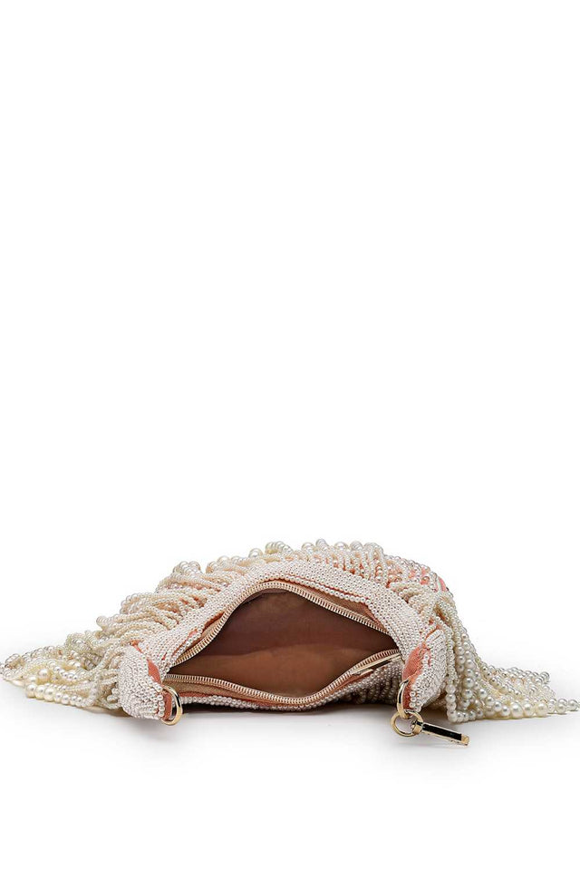 Orange Embellished Velvet Clutch