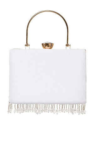 Silver Beads Embossed Velvet Clutch