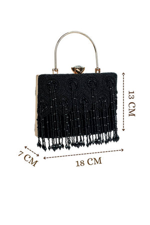 Multi Color Beads Embossed Velvet Clutch