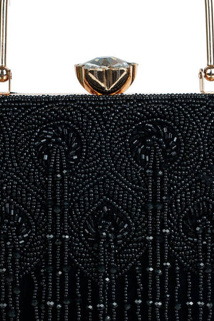 Multi Color Beads Embossed Velvet Clutch