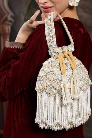 Multi Color Beads Embossed Velvet Potli