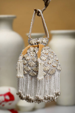 Multi Color Beads Embossed Velvet Potli