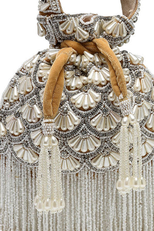 Multi Color Beads Embossed Velvet Potli