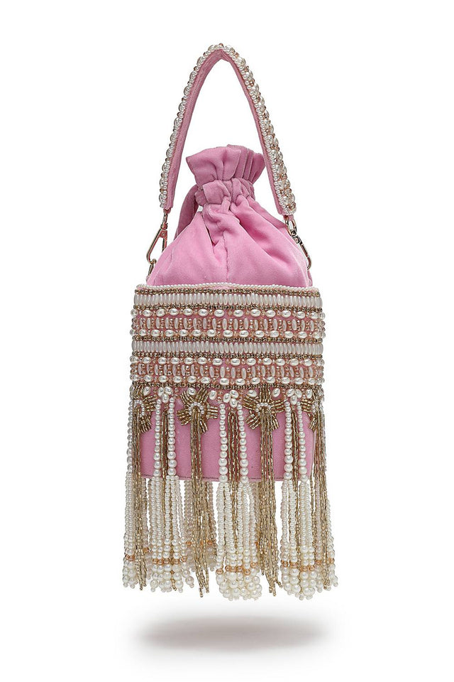 Multi Color Beads Embossed Velvet Potli