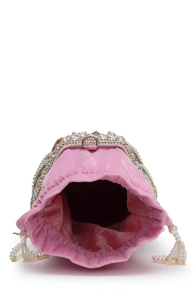 Multi Color Beads Embossed Velvet Potli