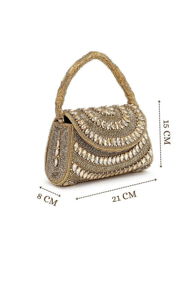 Gold Beads Embossed SILK Clutch