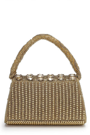 Gold Beads Embossed SILK Clutch