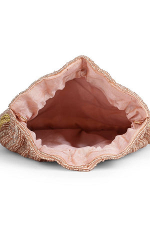 Multi Color Beads Embossed Faux Silk Potli