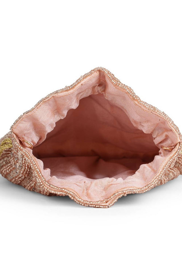 Multi Color Beads Embossed Faux Silk Potli