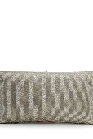 Silver Embellished Faux Silk Clutch