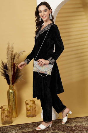 Silver Embellished Faux Silk Clutch