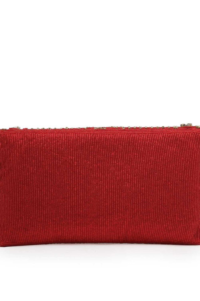 Multi-Color Embellished Faux Silk Clutch