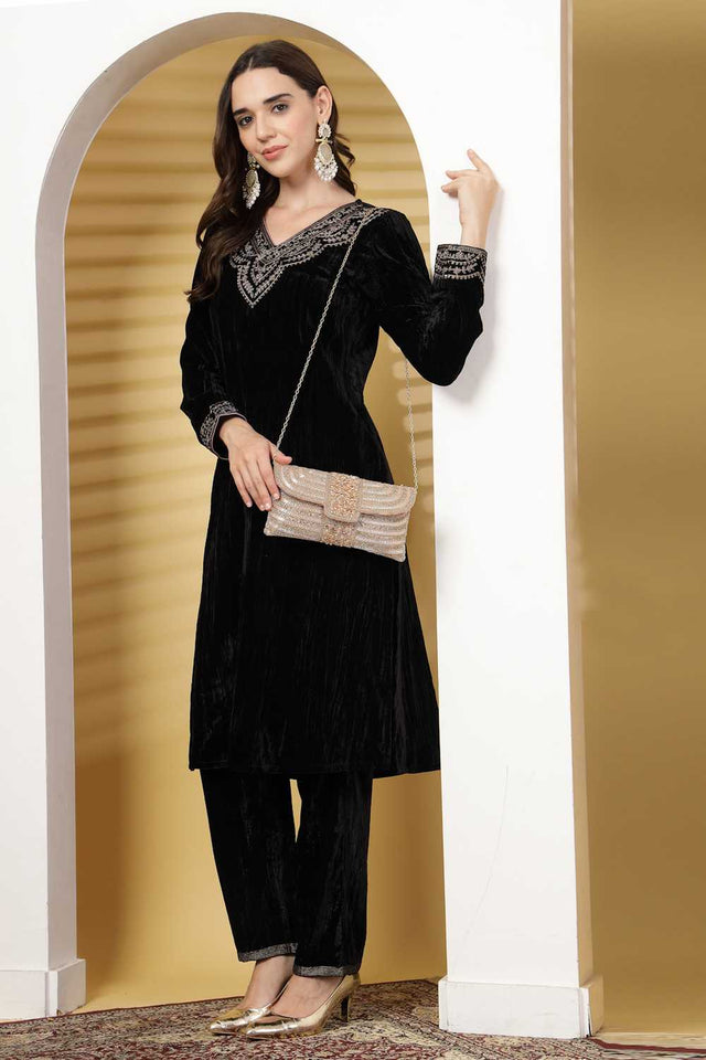 Multi-Color Embellished Faux Silk Clutch