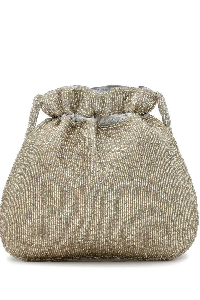 Silver Embellished Faux Silk Potli (ADCL3113A)
