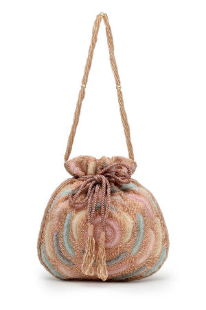 Orange Embellished Faux Silk Potli (ADCL3114B)