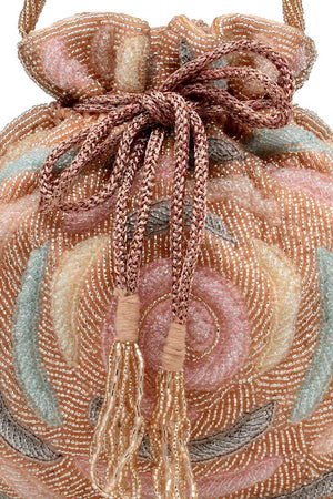 Orange Embellished Faux Silk Potli (ADCL3114B)
