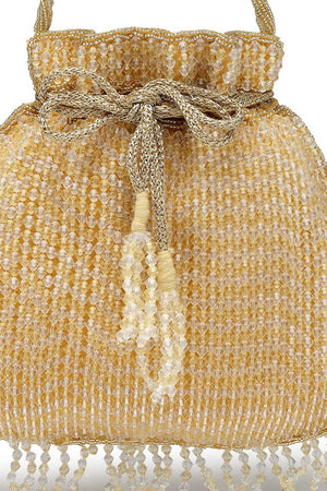 Gold Embellished Faux Silk Potli