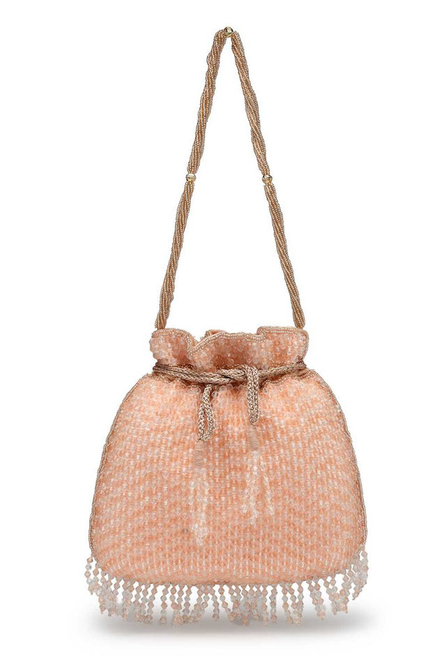 Orange Embellished Faux Silk Potli