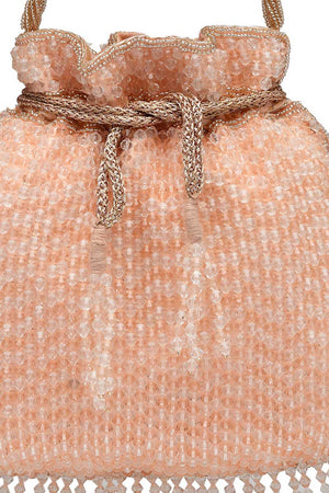 Orange Embellished Faux Silk Potli