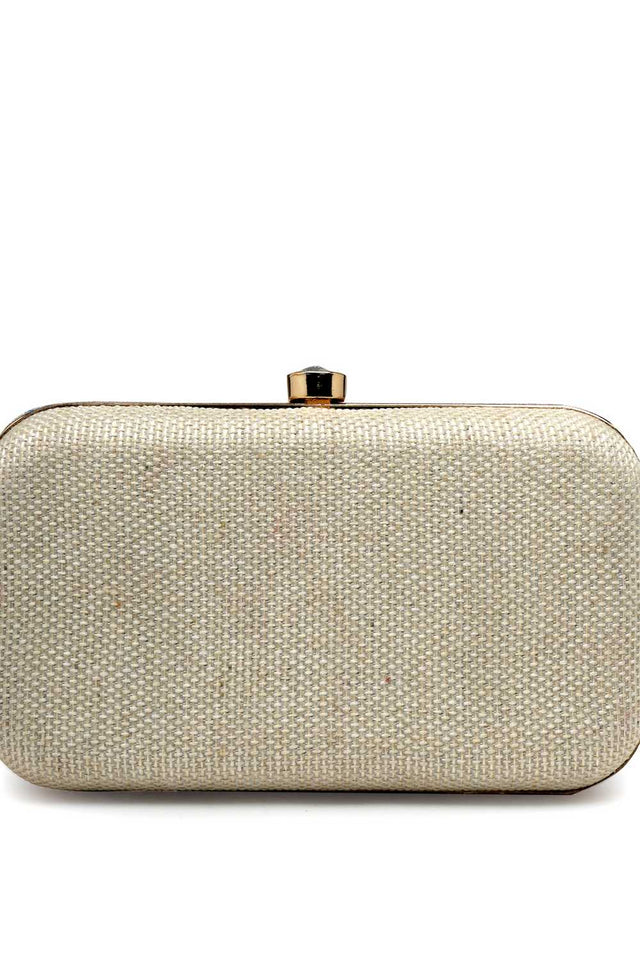 White Embellished Material Clutch (ADCL3116A)