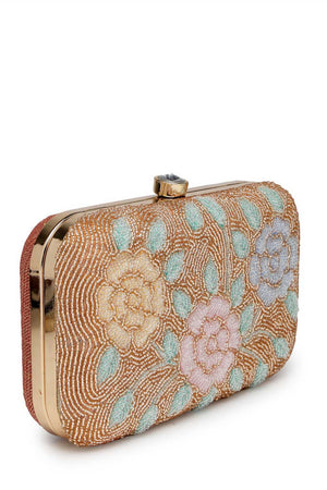 Gold Embellished Material Clutch