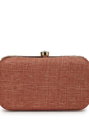 Gold Embellished Material Clutch