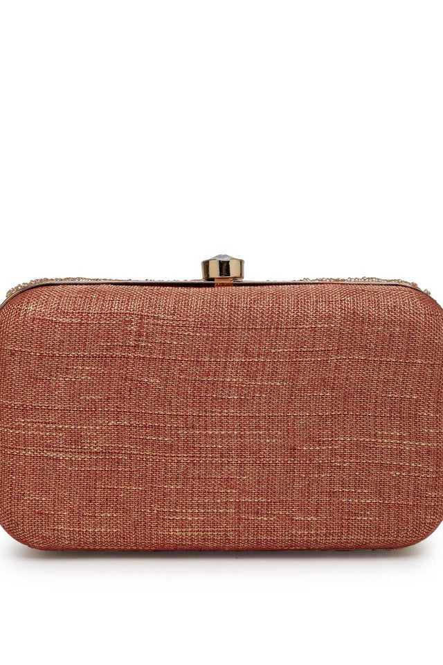 Gold Embellished Material Clutch