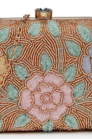 Gold Embellished Material Clutch