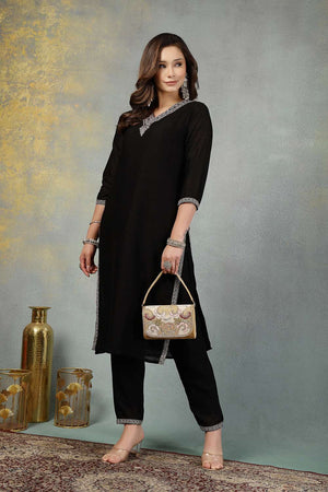 Gold Embellished Premium Faux Suede Clutch