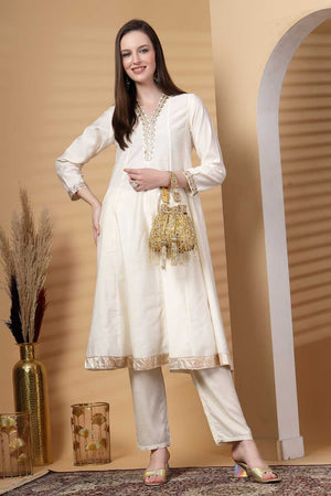 Yellow Embellished Faux Silk Potli