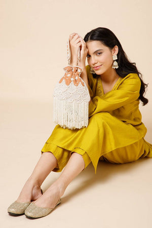 Multi Color Beads Embossed Velvet Potli