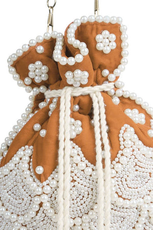 Multi Color Beads Embossed Velvet Potli