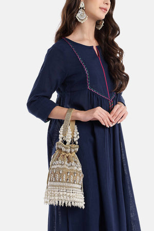 Brown Ornate Embellished Velvet Potli